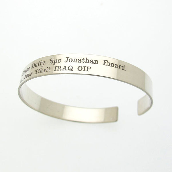 Custom Military Bracelet Sterling Silver KIA cuff bracelet