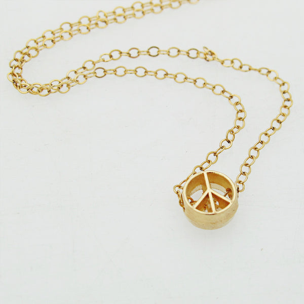 Peace Symbol Gold Choker Necklace