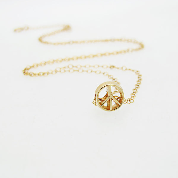 Peace Pendant - Gold Filled Choker - Minimalist Necklace - free shipping