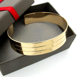 Wide Mens Bracelet Gold Line - Stripe Cuff Bracelet