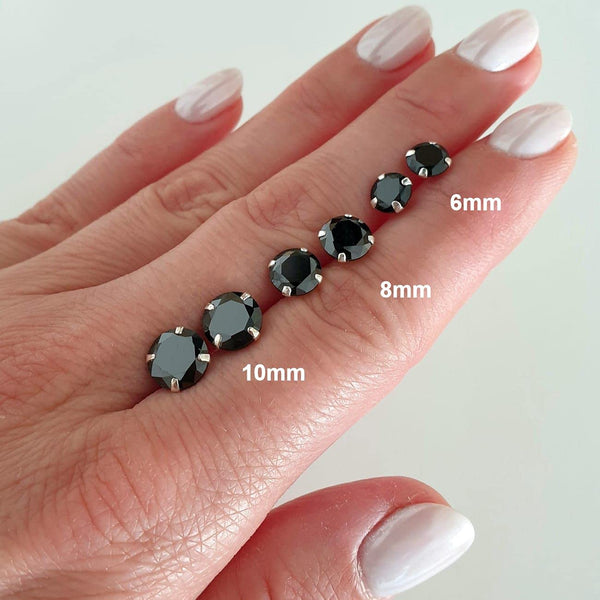 Sterling Silver Black Onyx Stud Earrings - Black Studs