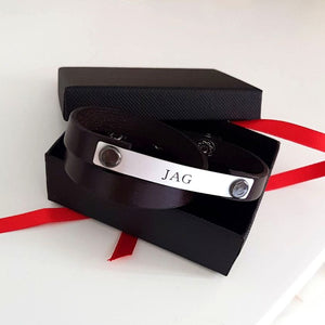Double Wrap Personalized Leather Bracelet