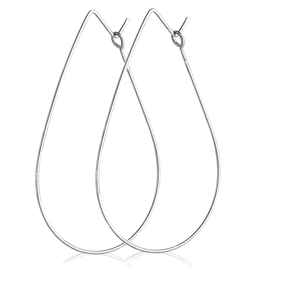 Sterling Silver Teardrop Hoops - Large Teardrop Hoops earrings