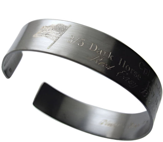 Memorial day black engraved bracelet 