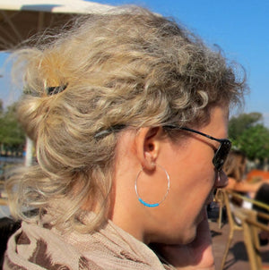 Blue beaded silver earrings