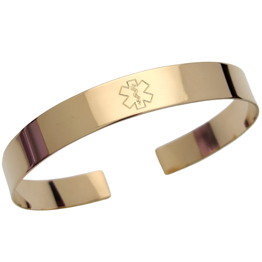 Gold Medical Cuff bracelet Both sides engraved 