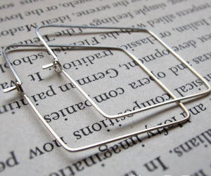 Geometric silver hoop earrings