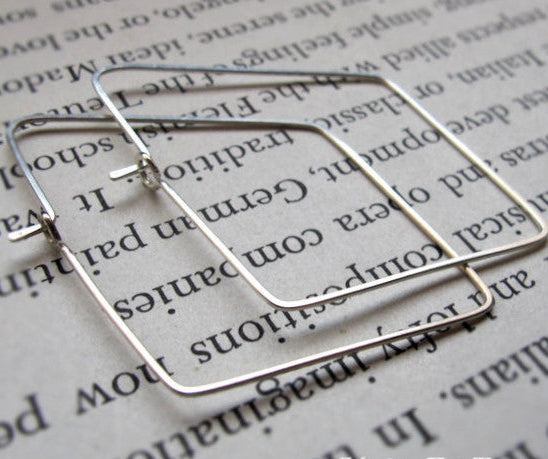 Geometric silver hoop earrings
