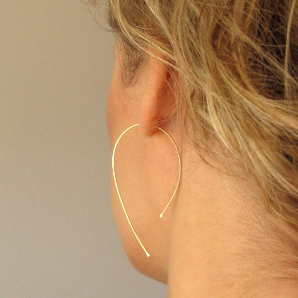 Gold Wishbone Earrings - Open Hoop Earrings