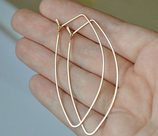 Gold petal hoop earrings - Leaf Hoops