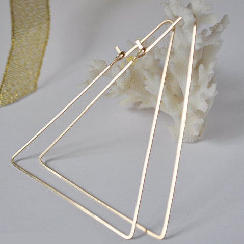 Geometric Hoop Earrings - Triangle shaped Hoops