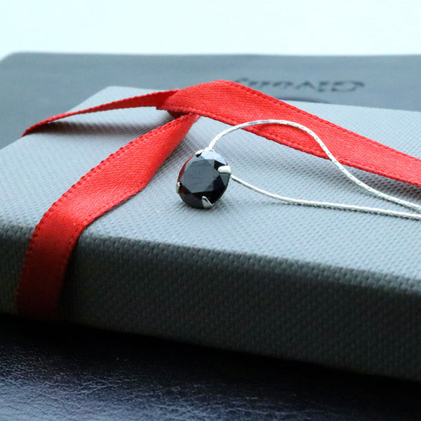 Black Diamond Solitaire Pendant Necklace