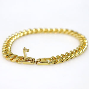 Mens bracelet with Gold Curb-Links
