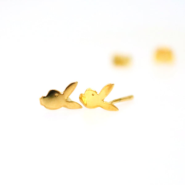 Gold Rabbit Stud Earrings