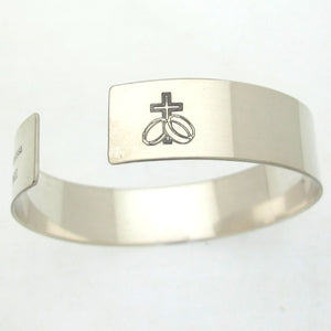 Cross Engraved Mens Bracelet - Sterling Silver Mens Jewelry - Personalized Mens Cuff