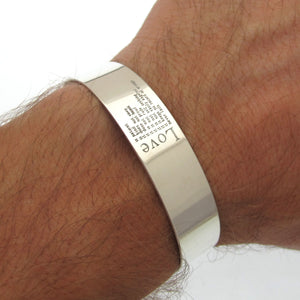 1 year Anniversary gift - Mens personalized cuff bracelet, Love Bracelet - Boyfriend Bracelet with Love