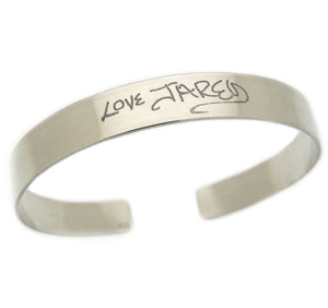 handwriting cuff bracelet for men - Sterling Silver Cuff - Open Bangle cuff