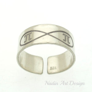 Infinity initials silver band ring