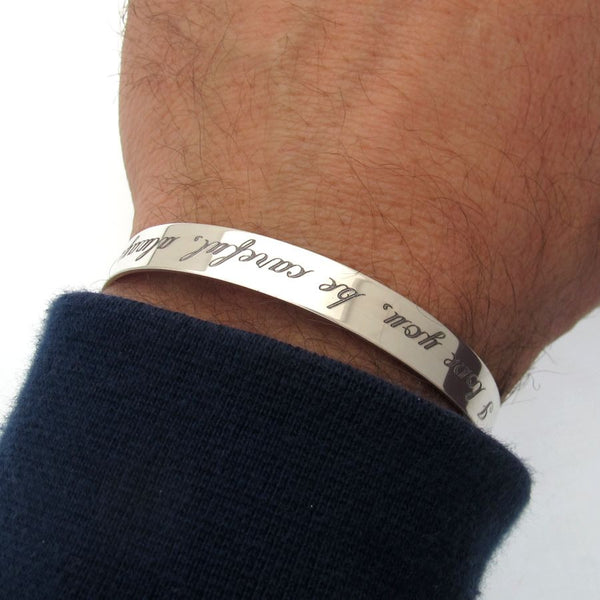 Personalized Silver Bracelet for Men - Boyfriend Gift
