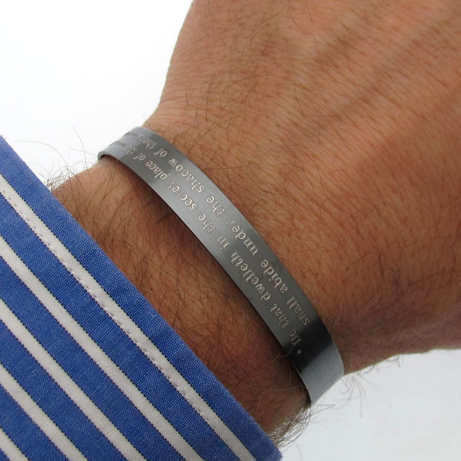 SSgt Memorial bracelet - Black cuff for men two sides engraved  