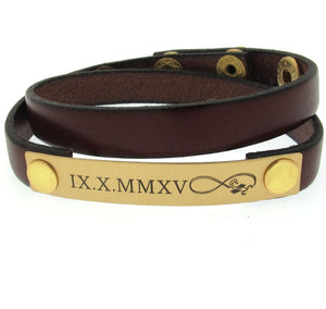Personalized Infinity Leather Bracelet
