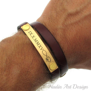 ID engraved leather bracelet