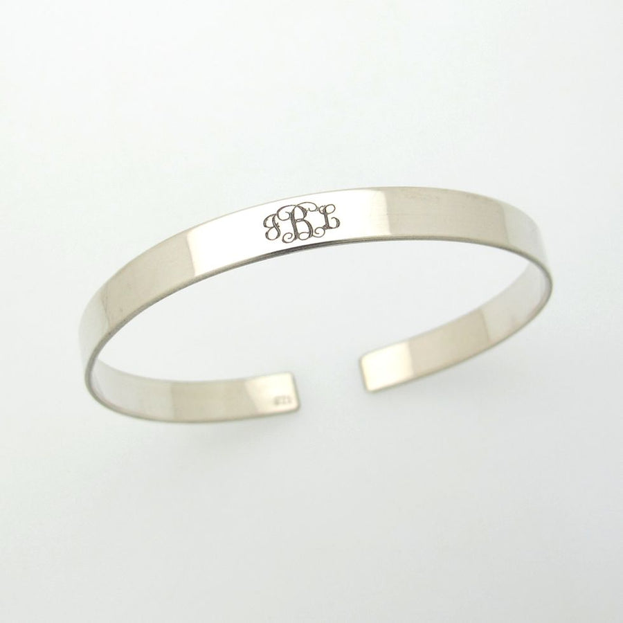 Monogram Engraved Bracelet - Sterling Silver Initials Bracelet -Gift for her