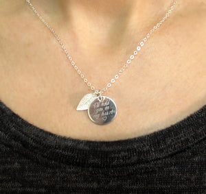 Valentines Leaf Necklace - Custom Coin Pendant