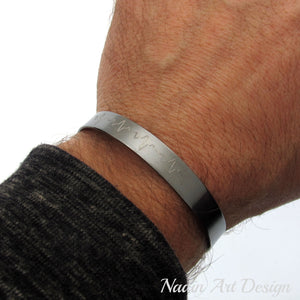 Heart Beat cuff bracelet for Men - Black Cuff for men - Doctor gift