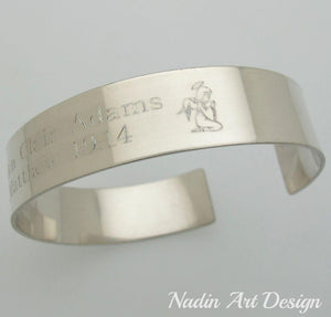 Silver cuff engraved bereavement gift - Angle engraved cuff
