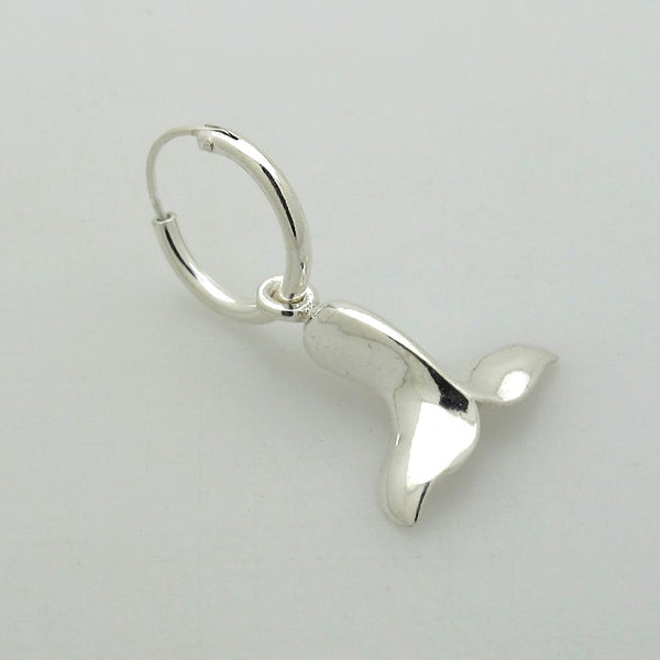 Sterling Silver Whale Tail Earring for Men
