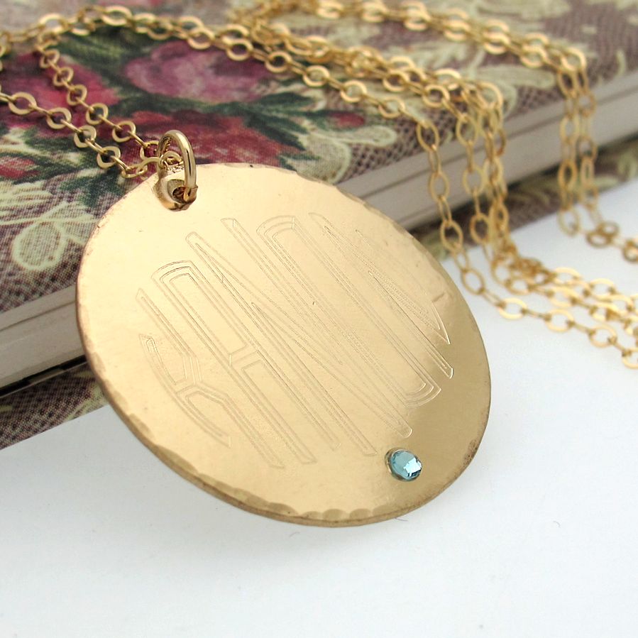 Monogram Initials Necklace - Gold Filled Jewelry 