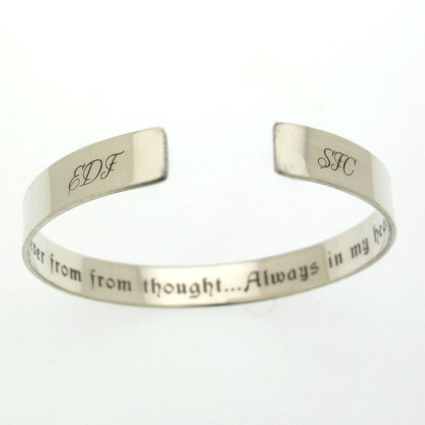 Hidden message bracelet for him - Initials Sterling Silver Cuff Bracelet