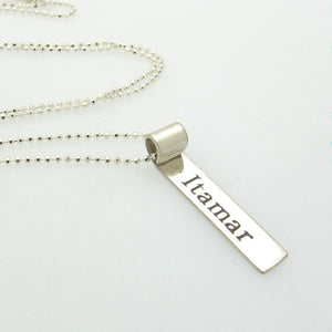 Silver Tag Pendant with Name for Men