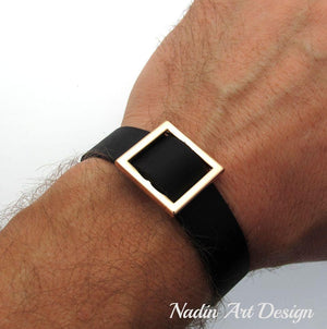 Square leather bracelet