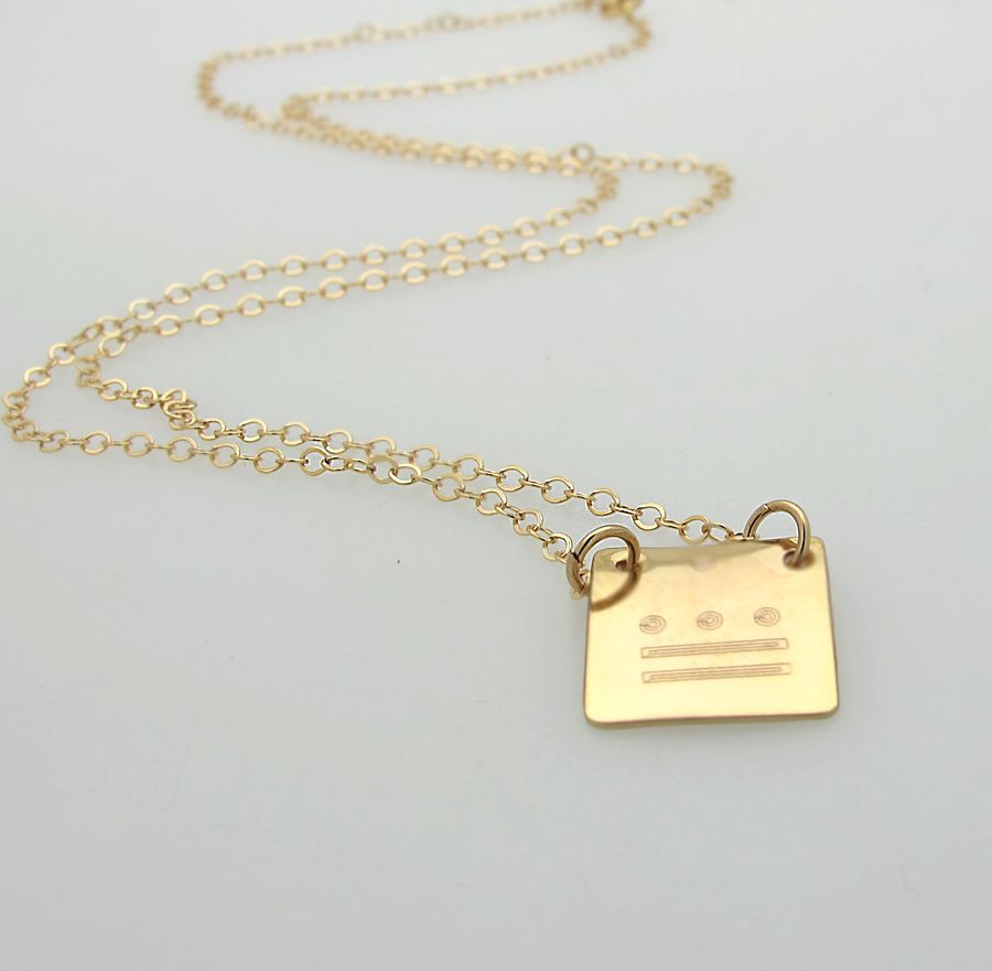 Gold square necklace - personalized Geometric jewelry