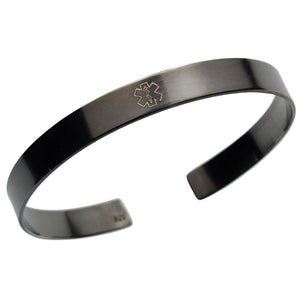 Black engraved cuff bracelet for women - remember jewelry