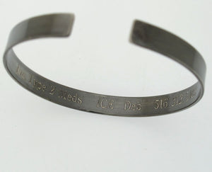 Black Medical Alert Cuff Bracelet - Medical symbol engraved