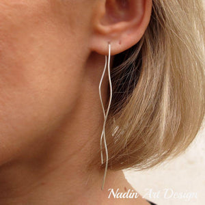Long silver earrings