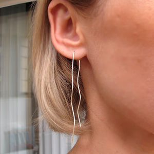 Wave Threader Earrings in Sterling Silver