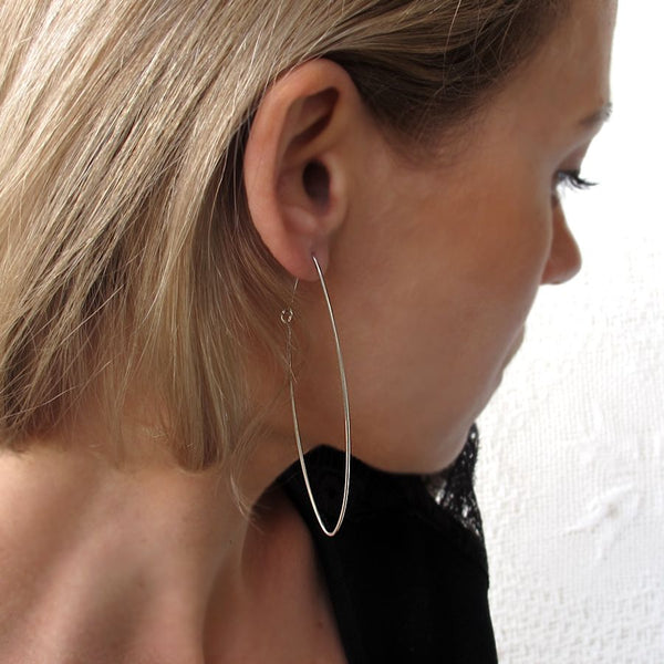 oval hoop earrings sterling silver