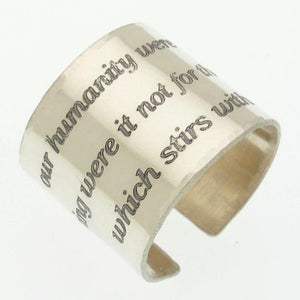 Wide Sterling Silver ring - Custom text engraved ring in Sterling silver