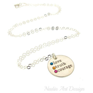 Birthstone name necklace - necklace with kids names