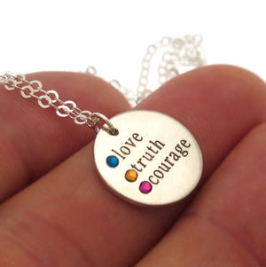 3 birthstones disc necklace 