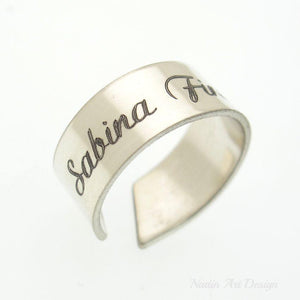 Engraved silver ring