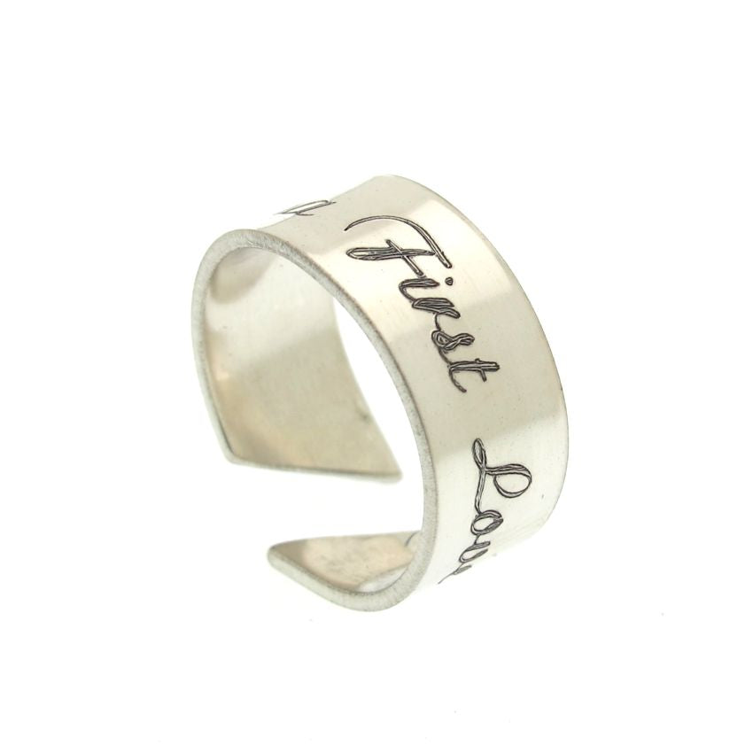 Engraved silver ring