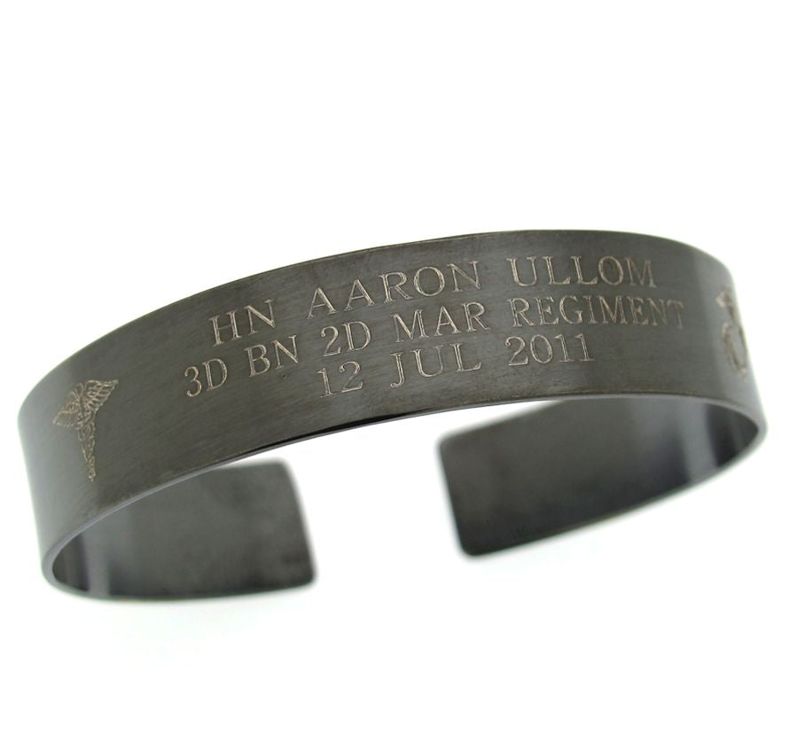 Personalized Military Bracelet - USMC Emblem Cuff