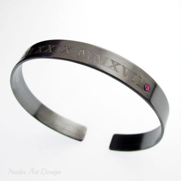 Memorial day black engraved bracelet 
