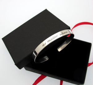 sterling silver cuff bracelet with text engraved