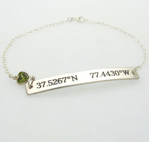 Sterling Silver Latitude Longitude Bracelet